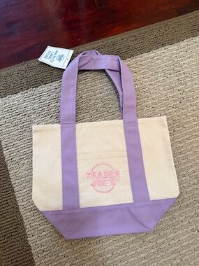 Trader Joe's Lavender and Cream Canvas Tote